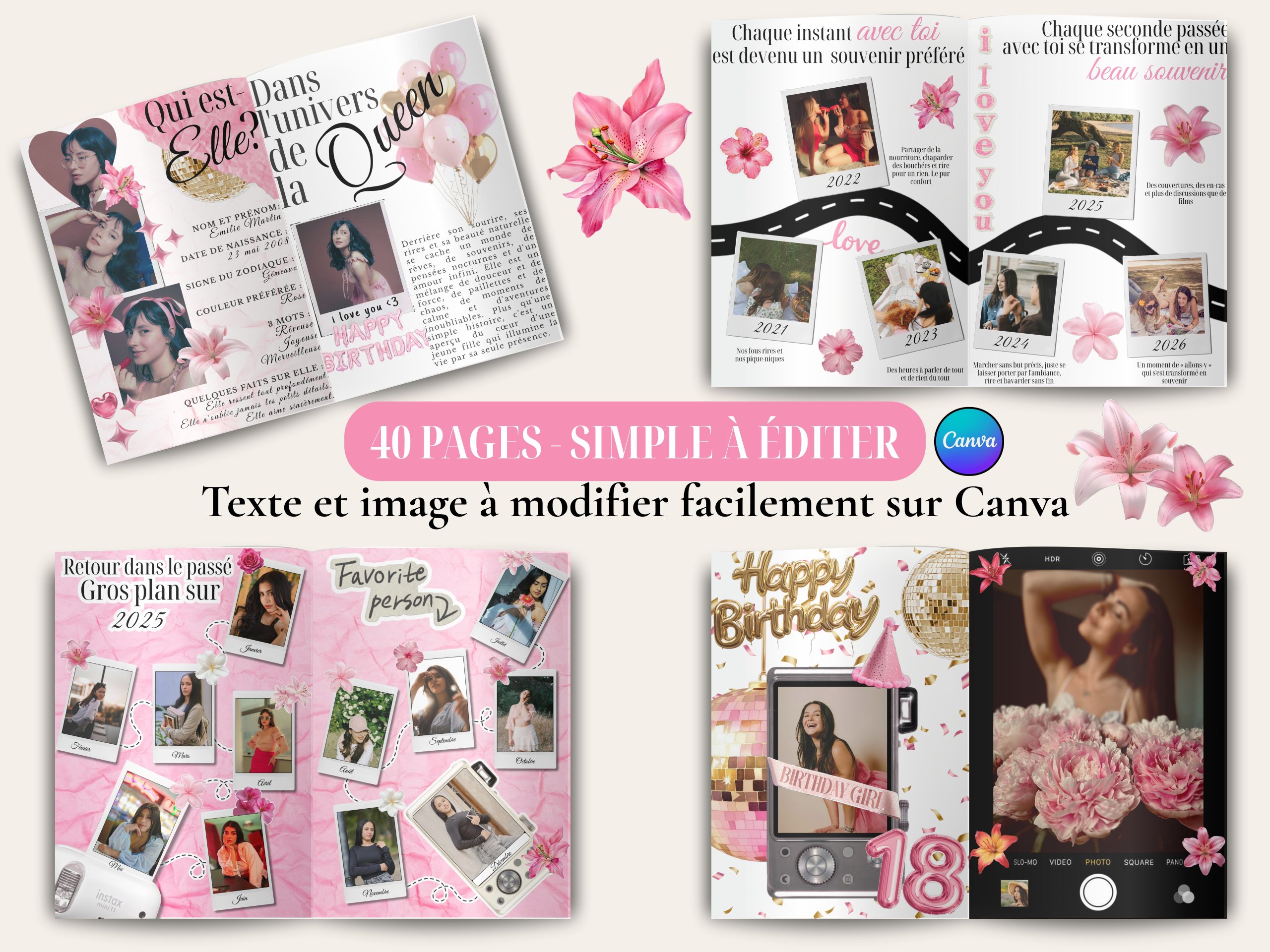 Cadeau Personnalisé Anniversaire Canva | Cadeau Original & Inoubliable | Rèf 31140 2 cadeau personnalisé canva