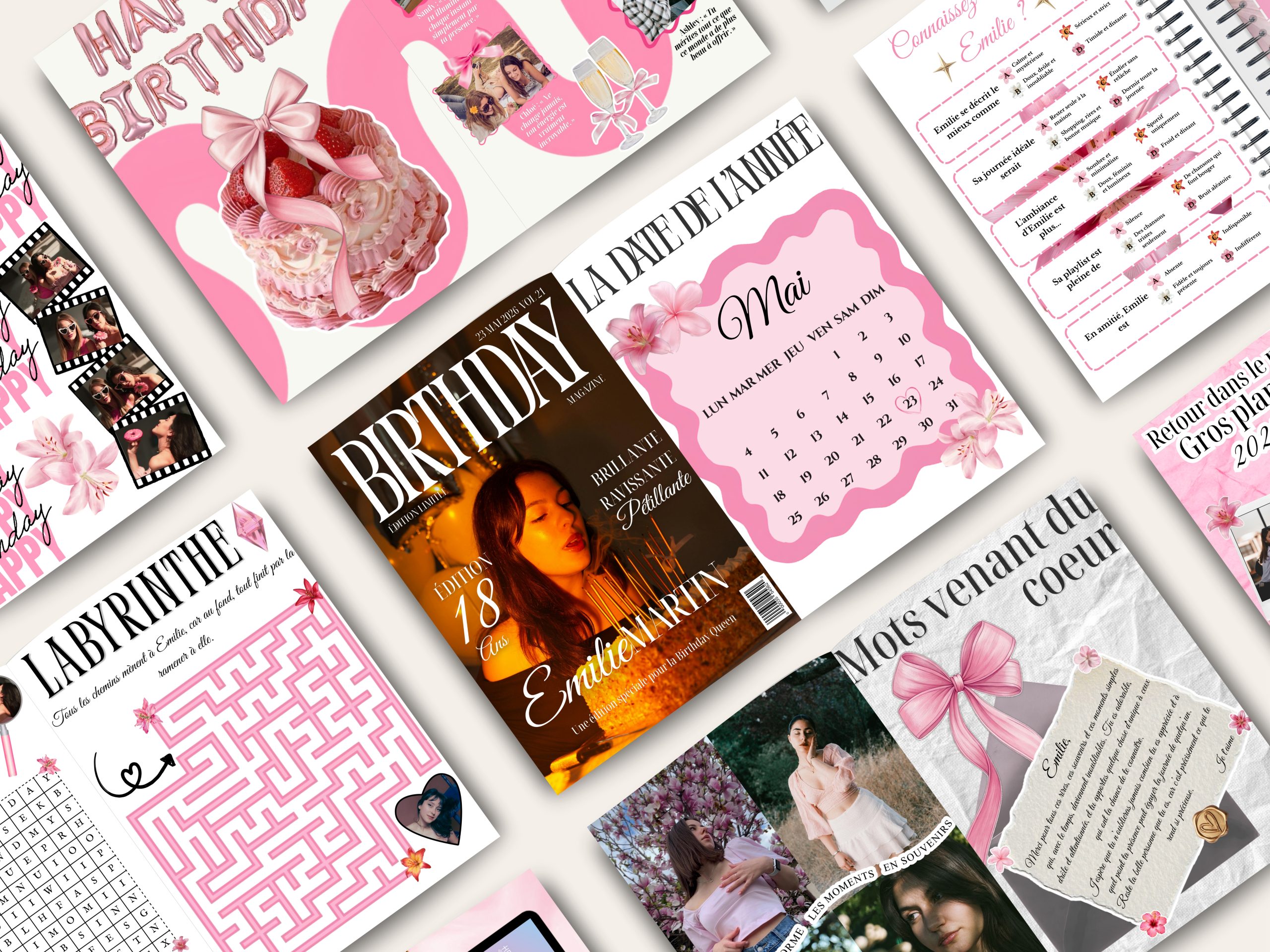 Magazine d’anniversaire incroyable : le cadeau personnalisé girly, rose et fleuri qui fera sensation🌸 1 cadeau personnalisé magazine canva